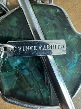 Vince Camuto Teal Resin and Silver Pendant Necklace